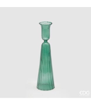 Green Candle Holder with lines (H22cm / ø6cm