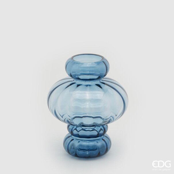 Enzo De Gaspari Vase en verre bleu 'Ampolla' (H23cm / ø19cm)