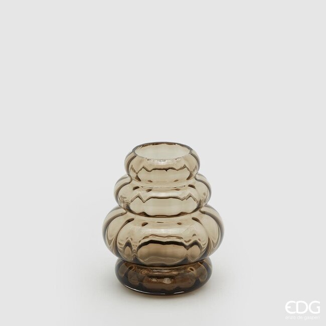 Enzo De Gaspari Vaas van gerookt glas '3 Strati' (H17cm / ø14cm)