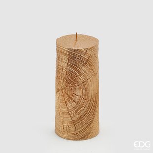 Candle in Wood Style (H15cm / D7cm)