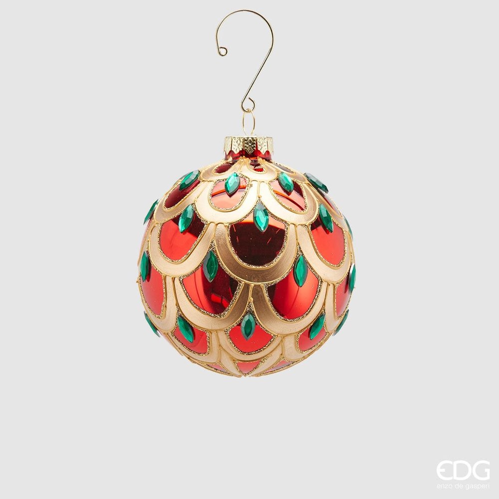 EDG Enzo De Gasperi Boule Arbre de Noël 10 cm Bandes avec pierres
