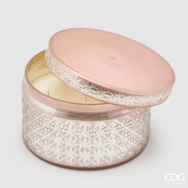 Enzo De Gaspari Glazen geurkaars in roze (H13cm D20cm)