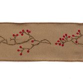 Embroidery with Berry on Twigs Ribbon 10cm (Price per meter)