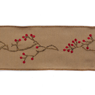 Broderie avec Berry sur Ruban Brindilles 10cm (Prix au mètre)