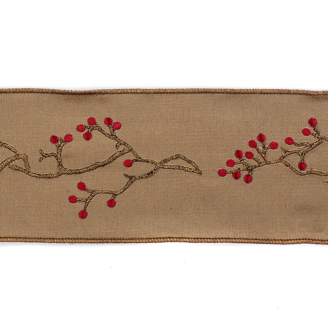 Broderie avec Berry sur Ruban Brindilles 10cm (Prix au mètre)