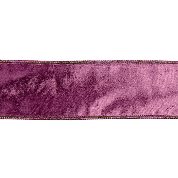 Fluweelband in Weefsel in Paars / Aubergine 6,4cm (prijs per meter)