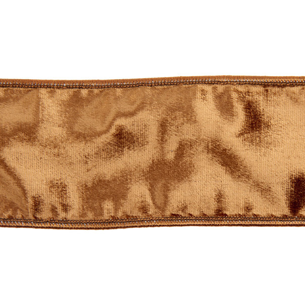 Fluweelband in Weefsel in Cognac / Goud 6,4cm (prijs per meter)