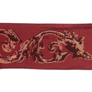 Acanthus Leaf Ribbon in Burgundy 10cm (Price per Meter)