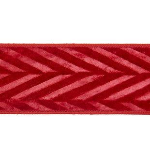 Fluweel reliëf rood lint 6,4cm (prijs per meter)