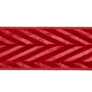 Ruban Rouge Velours Embossé 6,4cm (Prix au Mètre)