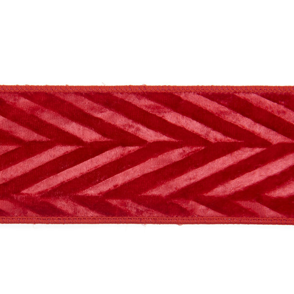 Fluweel reliëf rood lint 6,4cm (prijs per meter)