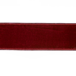 Ruban de velours avec tissu en Bourgogne / Rouge 6,4cm (Prix au mètre)
