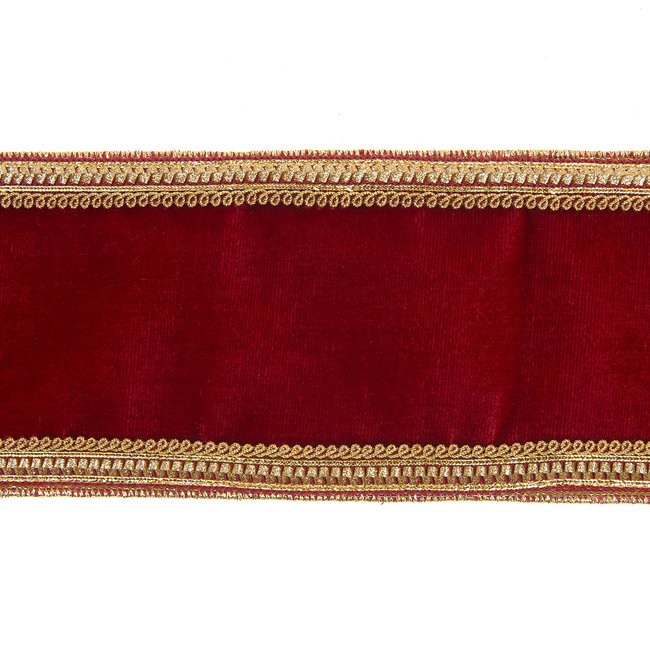 Ruban de velours avec bords garnis en Bourgogne 10cm (Prix au mètre)