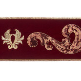 Ruban Feuille d'acanthe en velours bordeaux 10cm (prix au mètre)