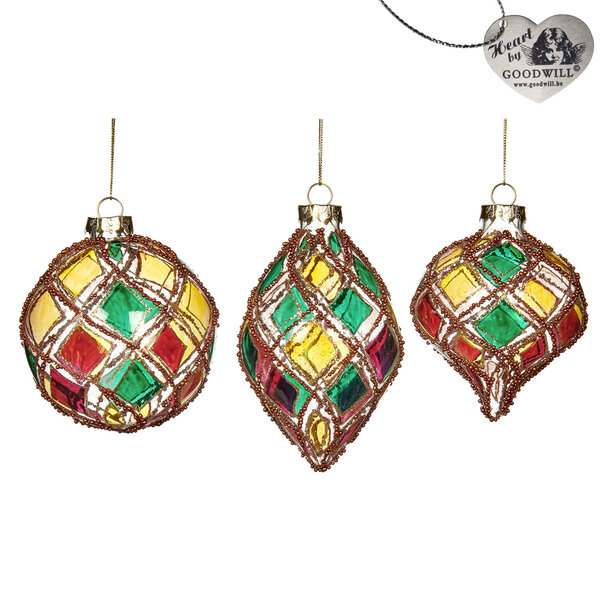 Glass Diamond Christmas Balls (10cm)