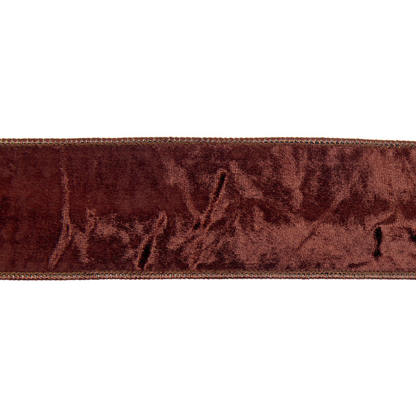 Ruban dos en tissu velours marron 6,4 cm (Prix au mètre)