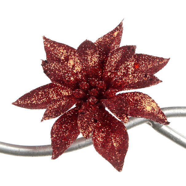 Poinsettia on Clip in Red (7cm)