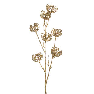 Fleurs bouclées métalliques sur tige en or (86,5 cm)