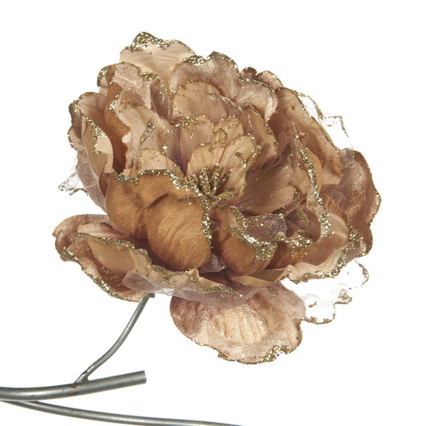 Peony on clip creme/pink/gold (19cm)