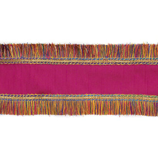 Satijn Randenband Franjes Felroze 10cm (Prijs per Meter)