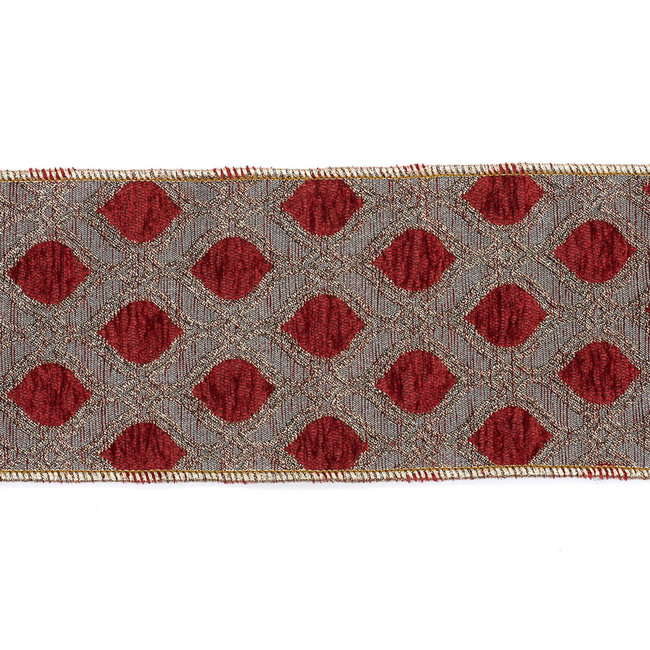 Metallic Lint Rood / Goud 10cm (Prijs per Meter)