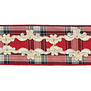 Tartan lint met kant afgezet rood / goud 10cm (prijs per meter)