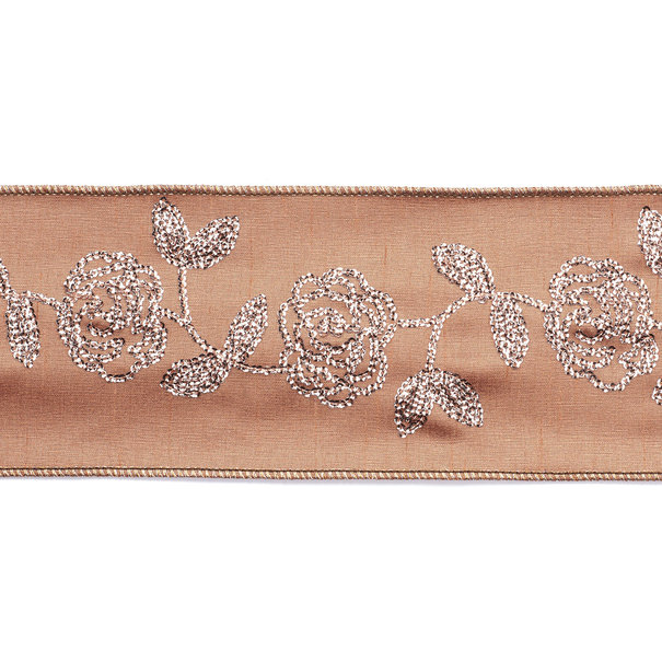 Embroidery Ribbon Pink/Rose Gold 10cm (Price per Meter)