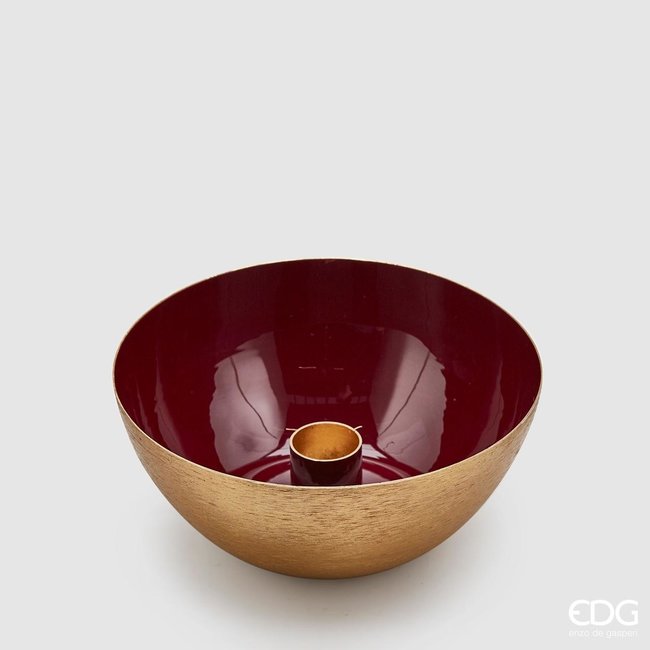 Enzo De Gaspari Charmante rode en gouden kandelaarhouder (H6,5cm / ø14cm)