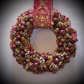 Hanging Christmas Wreath ø 32cm (Burgundy)