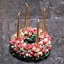 Standing Christmas Wreath w/ Candles ø 33cm (red/gold)