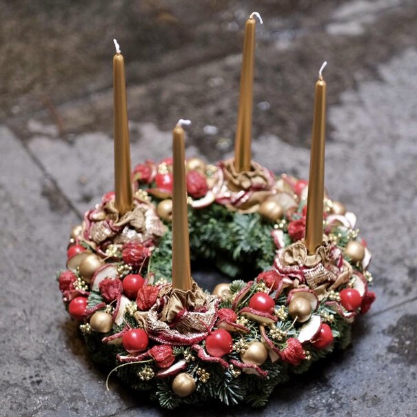 Daniel Ost Standing Christmas Wreath w/ Candles ø 33cm (gold/gold)