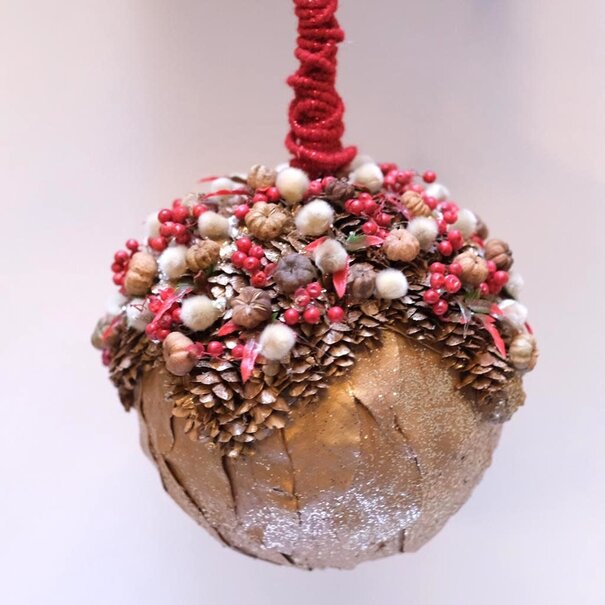 Daniel Ost Hanging Christmas Arrangement Red/Gold (ø15cm)