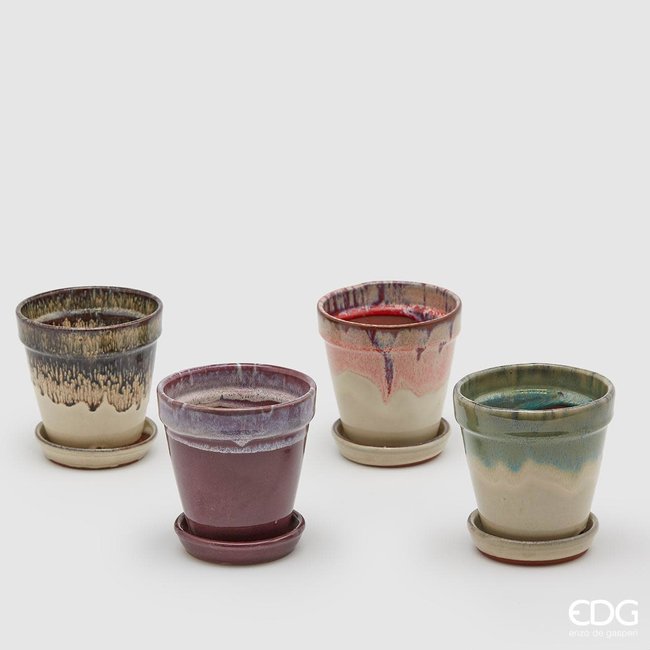 Enzo De Gaspari Coloured Glazed Pot H11 D11 (price per piece)