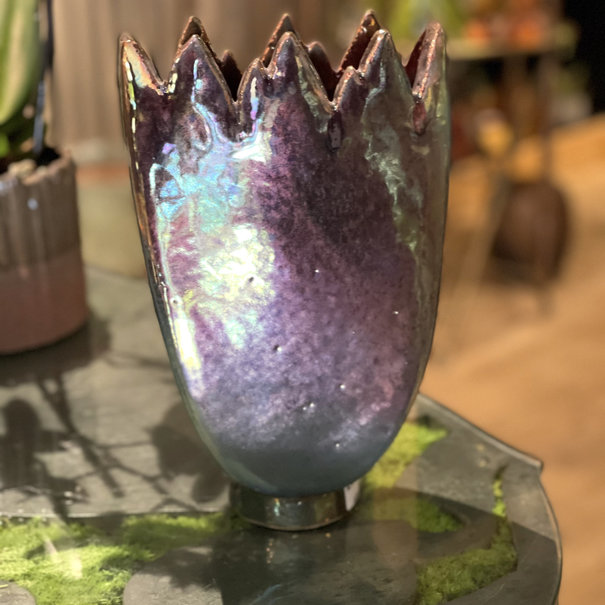 Mobach Vase fait main violet H28 B18
