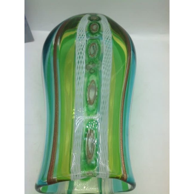 Campanella Livio Vase en verre avec filigrane coloré et murrine (28cm)