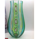 Vase en verre avec filigrane coloré et murrine (28cm)