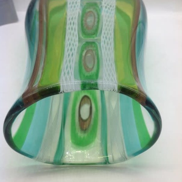 Campanella Livio Vase en verre avec filigrane coloré et murrine (28cm)