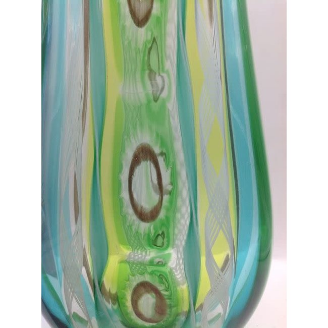 Campanella Livio Vase en verre avec filigrane coloré et murrine (28cm)