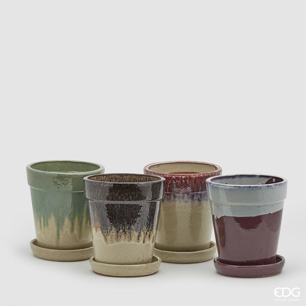 Enzo De Gaspari Coloured Glazed Pot H25 D22  (price per piece)