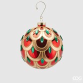 Christmas Ball D12 Green/Red Glass with Gems