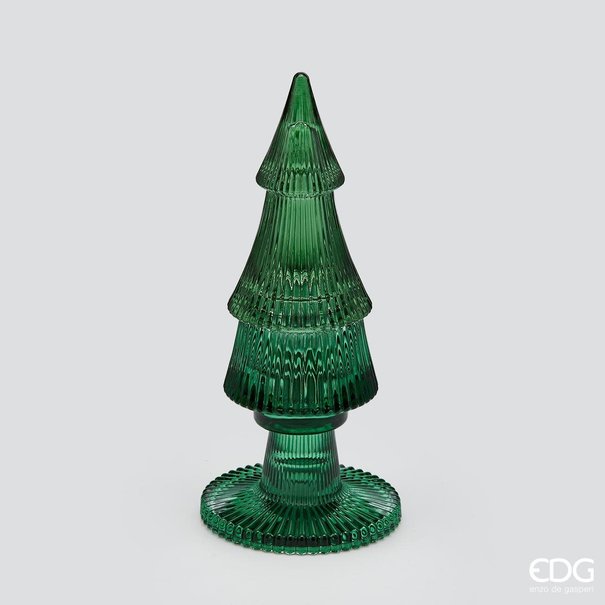 Enzo De Gaspari Christmas Tree Candle Holder / Decoration H20 D9 Green Glass