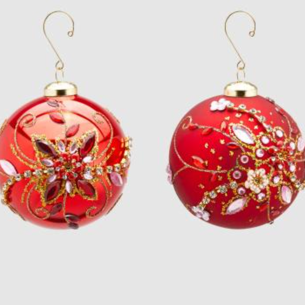 Enzo De Gaspari Christmas Ball Supergem Red D10 (price per piece)