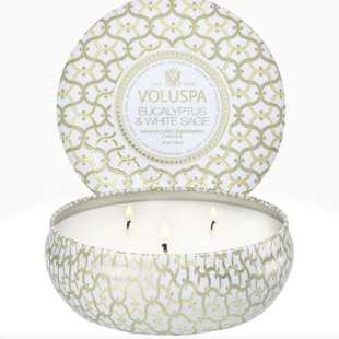 3 Wick Tin Candle Eucalyptus White Sage