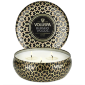 3 Wick Tin Candle Burning Woods