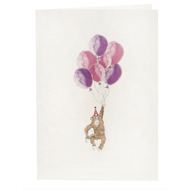 BIRTHDAY MONKEY 0254 CARD PNK 16,5/11,5CM