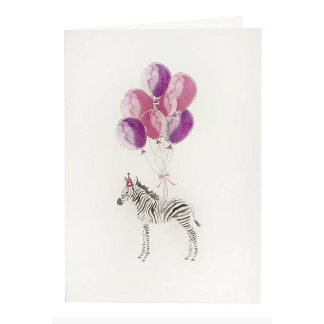 BIRTHDAY ZEBRA 0272 CARD PNK 16,5/11,5CM