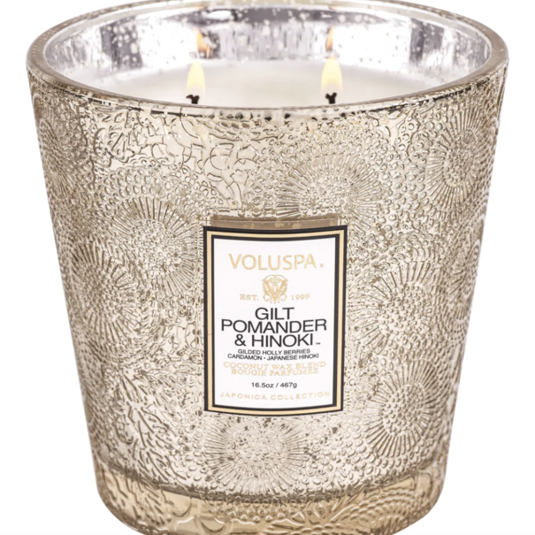 Gilt Pomander & Hinoki - 2 Wick Hearth Candle