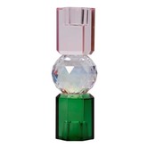 Crystal holder, pink/rainbow/green, 6x6x16,5