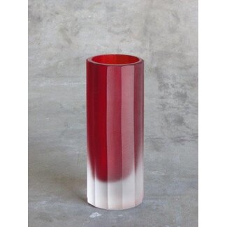 Object for Home Carved glass vase Ø8xH20cm red