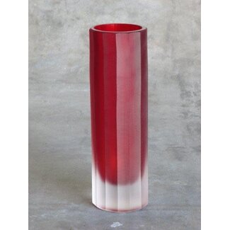 Object for Home Carved glass vase Ø8xH25cm red